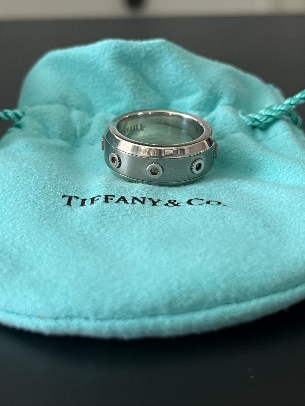 Tiffany & Co. Silver Titanium Ring Picasso Turbo Band Sz6.5
